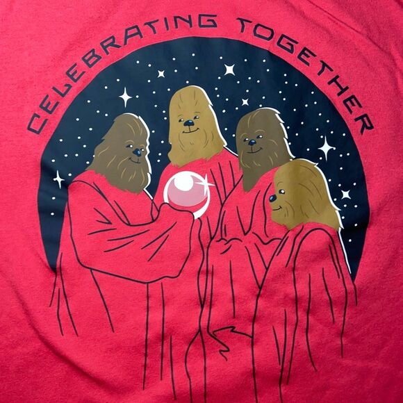 2022 Star Wars Shirt Adult Large Red Chewbacca Life Day Galaxys Edge Christmas - Picture 5 of 9